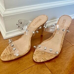 Schutz Clear Embellished Women's Heels